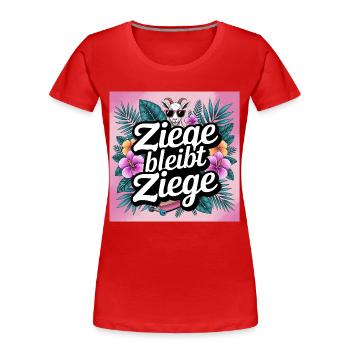 Ziege bleibt Ziege mit tropicalischer Pflanzenwelt - Frauen Premium Bio T-Shirt - Rot - Vorne - Mia (176cm)