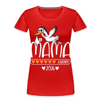 Mama 2026 loading - Frauen Premium Bio T-Shirt - Rot - Vorne - Mia (176cm)
