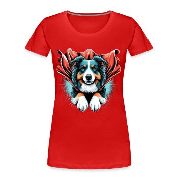 Super Dog Australian Shepherd Sheppie Gift - Women's Premium Organic T-Shirt - red - Front - Mia (176cm)
