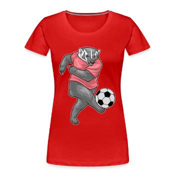 Dachs Fußballspieler Fußball - Frauen Premium Bio T-Shirt - Rot - Vorne - Mia (176cm)
