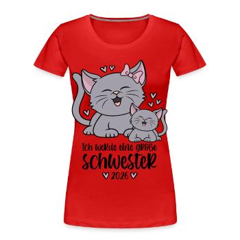 Große Schwester 2026 Kätzchen Katze Katzen Kinder - Frauen Premium Bio T-Shirt - Rot - Vorne - Mia (176cm)