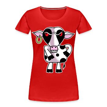 Angry cow - Women's Premium Organic T-Shirt - red - Front - Mia (176cm)