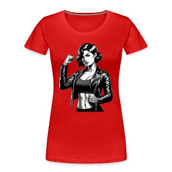Femme Cool Forte Rockabilly Veste En Cuir Cadeau - T-shirt bio Premium Femme - rouge - Devant - Mia (176cm)