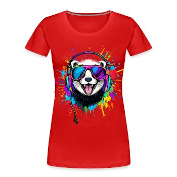 Furet Furet Putois Martre Belette Mignon Furet - T-shirt bio Premium Femme - rouge - Devant - Mia (176cm)