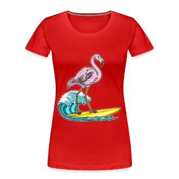 Été de surf sur planche de surf au flamant rose - T-shirt bio Premium Femme - rouge - Devant - Mia (176cm)