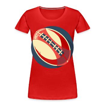 Rugby Ball Grafik - Frauen Premium Bio T-Shirt - Rot - Vorne - Mia (176cm)