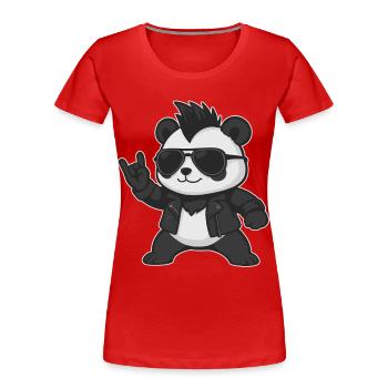 Rock Musik, Panda, Panda, Rock Hand, Heavy Metal - Frauen Premium Bio T-Shirt - Rot - Vorne - Mia (176cm)