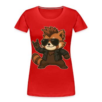 Rock Musik, Roter Panda, Rock Hand, Heavy Metal - Frauen Premium Bio T-Shirt - Rot - Vorne - Mia (176cm)