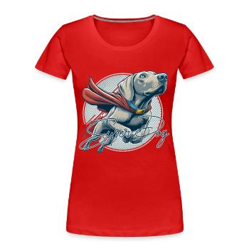 Grand chien braque de Weimar Weimi Cape cadeau - T-shirt bio Premium Femme - rouge - Devant - Mia (176cm)