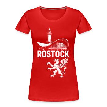 Rostock Teepot & Greif - Frauen Premium Bio T-Shirt - Rot - Vorne - Mia (176cm)