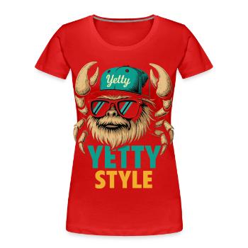 Graphisme Yeti Style Yetty - T-shirt bio Premium Femme - rouge - Devant - Mia (176cm)