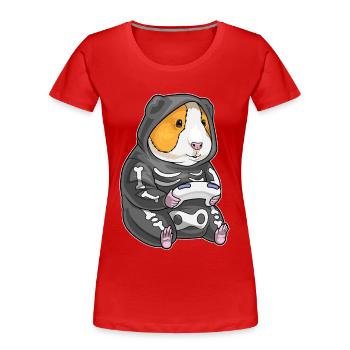Meerschweinchen Halloween Gamer - Frauen Premium Bio T-Shirt - Rot - Vorne - Mia (176cm)