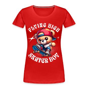 Ours en peluche skateur sur skateboard - T-shirt bio Premium Femme - rouge - Devant - Mia (176cm)
