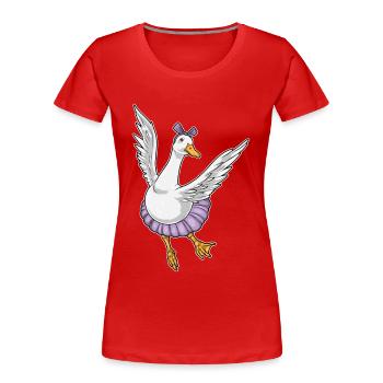 Duck Ballerina Ballet Dance - Women's Premium Organic T-Shirt - red - Front - Mia (176cm)