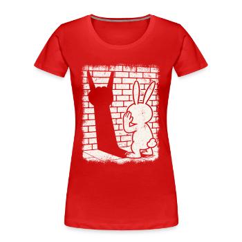 Heavy Metal, Rock Musik, Rock Hand, Hase - Frauen Premium Bio T-Shirt - Rot - Vorne - Mia (176cm)