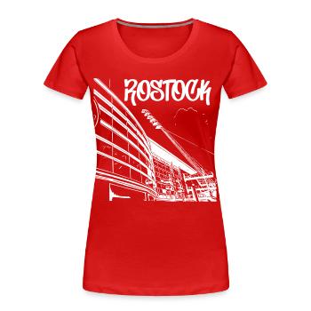 Rostock Skyline Stadionblick - Frauen Premium Bio T-Shirt - Rot - Vorne - Mia (176cm)