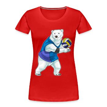 Polar Bear Volleyball Player Volleyball - Women's Premium Organic T-Shirt - red - Front - Mia (176cm)