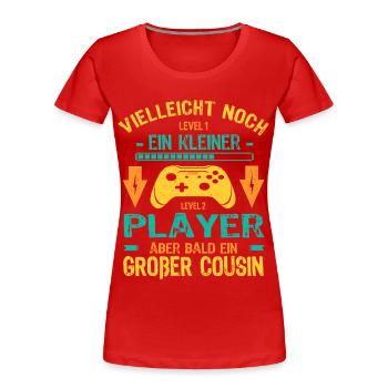 Only child complete I'll soon be a Big Cousin - Women's Premium Organic T-Shirt - red - Front - Mia (176cm)