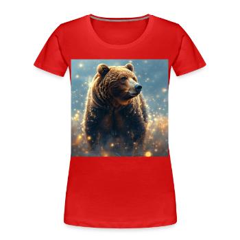 Power Animal Brown Bear - Women's Premium Organic T-Shirt - red - Front - Mia (176cm)