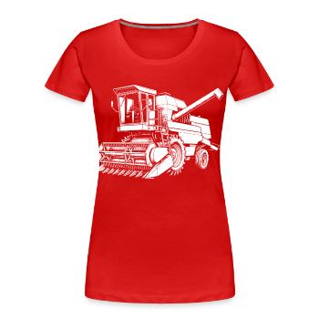 Kraft aus der DDR – E517 - Frauen Premium Bio T-Shirt - Rot - Vorne - Mia (176cm)