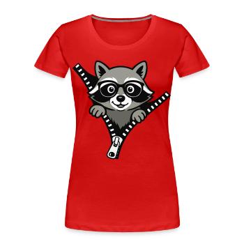 Curious raccoon - Women's Premium Organic T-Shirt - red - Front - Mia (176cm)