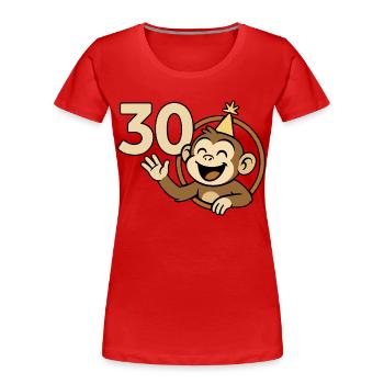 Monkey strong at 30 - Women's Premium Organic T-Shirt - red - Front - Mia (176cm)