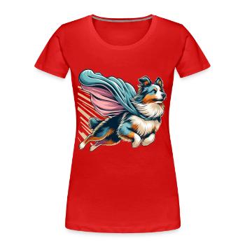 Super Dog Australian Shepherd Sheppie Gift - Women's Premium Organic T-Shirt - red - Front - Mia (176cm)