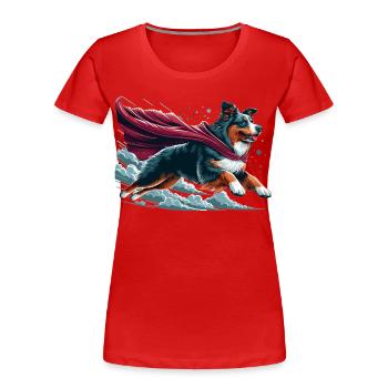 Super Dog Australian Shepherd Sheppie Gift - Women's Premium Organic T-Shirt - red - Front - Mia (176cm)