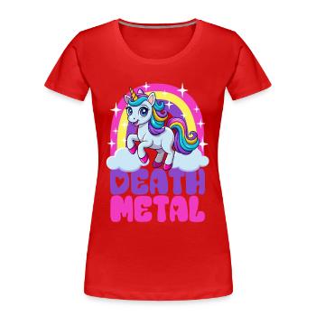 Licorne Death Metal - Heavy Metal - Spruch - T-shirt bio Premium Femme - rouge - Devant - Mia (176cm)
