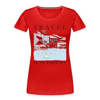 Le voyage est ma thérapie - T-shirt bio Premium Femme - rouge - Devant - Mia (176cm)
