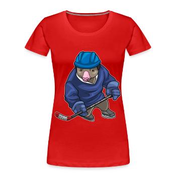 Mole Hockey Hockey Stick - Women's Premium Organic T-Shirt - red - Front - Mia (176cm)