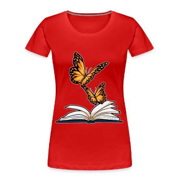 Butterfly Book - Women's Premium Organic T-Shirt - red - Front - Mia (176cm)