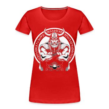 Mythologie nordique Viking Guerrier Valhalla - T-shirt bio Premium Femme - rouge - Devant - Mia (176cm)