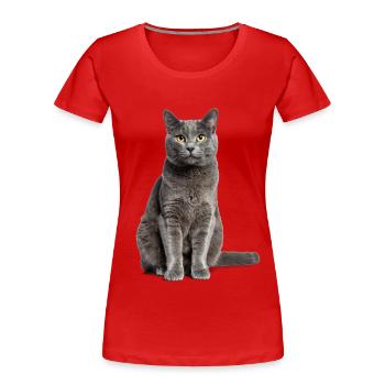 Graue Katze – Sanft, stilvoll & zum Verlieben! - Frauen Premium Bio T-Shirt - Rot - Vorne - Mia (176cm)