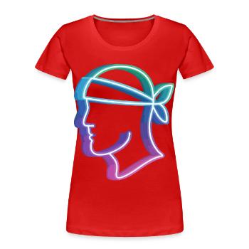Testa Mora Neon - T-shirt bio Premium Femme - rouge - Devant - Mia (176cm)