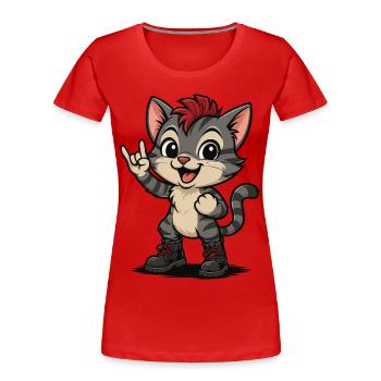 Punk Rock Chaton avec Bottes - T-shirt bio Premium Femme - rouge - Devant - Mia (176cm)