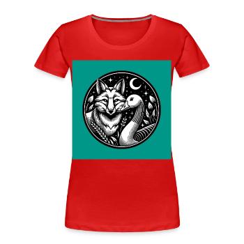 Fox and goose in friendship - Women's Premium Organic T-Shirt - red - Front - Mia (176cm)