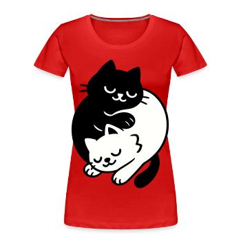 Ying-Yang Cats #2 - Women's Premium Organic T-Shirt - red - Front - Mia (176cm)