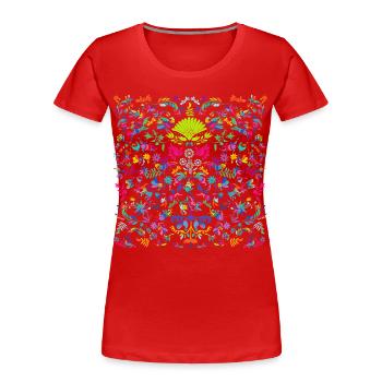 Colorful Animal and Plant Otomi Ornament - Women's Premium Organic T-Shirt - red - Front - Mia (176cm)