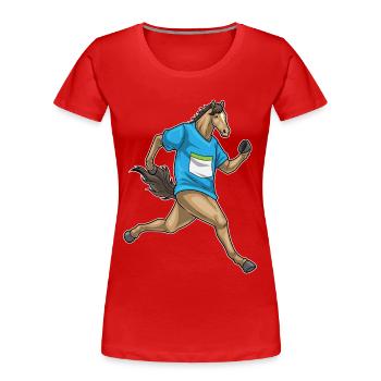 Pferd Jogger Joggen Sport - Frauen Premium Bio T-Shirt - Rot - Vorne - Mia (176cm)