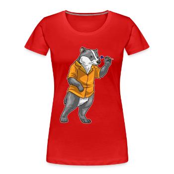 Dachs Dart Dartpfeil - Frauen Premium Bio T-Shirt - Rot - Vorne - Mia (176cm)