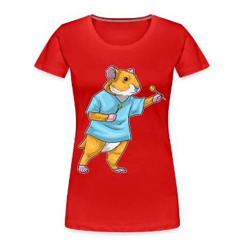Hamster Dart Dartpfeil - Women's Premium Organic T-Shirt - red - Front - Mia (176cm)