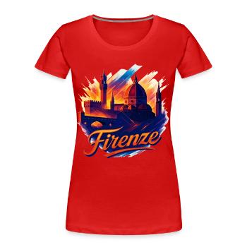 Florenz Firenze Stadt Italien Silhouette Geschenk - Frauen Premium Bio T-Shirt - Rot - Vorne - Mia (176cm)