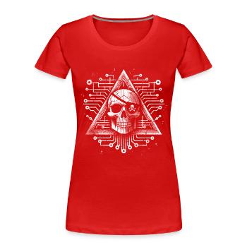Conception numérique de triangle de crâne - T-shirt bio Premium Femme - rouge - Devant - Mia (176cm)