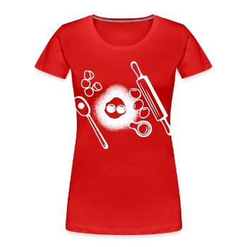 Dessin des ingrédients de cuisson - T-shirt bio Premium Femme - rouge - Devant - Mia (176cm)