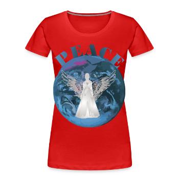 Paix sur Terre avec la protection des anges - T-shirt bio Premium Femme - rouge - Devant - Mia (176cm)