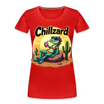 Chillzard – Hot Rock, Cool Vibes - Frauen Premium Bio T-Shirt - Rot - Vorne - Mia (176cm)