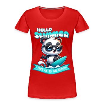Panda Surfer Summer - Women's Premium Organic T-Shirt - red - Front - Mia (176cm)