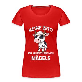 Kuh Bauern Sprüche Bauernhof Landwirtschaft Rind - Frauen Premium Bio T-Shirt - Rot - Vorne - Mia (176cm)