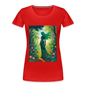Mutter Natur im Zauberwald - Frauen Premium Bio T-Shirt - Rot - Vorne - Mia (176cm)